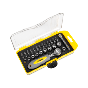 Zestaw 38 bitów i nasadek z kluczem grzechotkowym