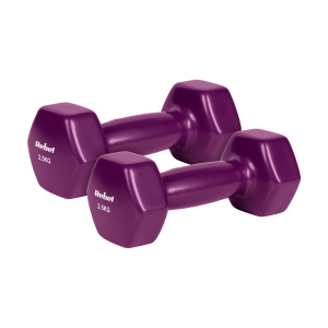 Hantelki żeliwne winylowe HEX 2x 2,5 kg REBEL ACTIVE